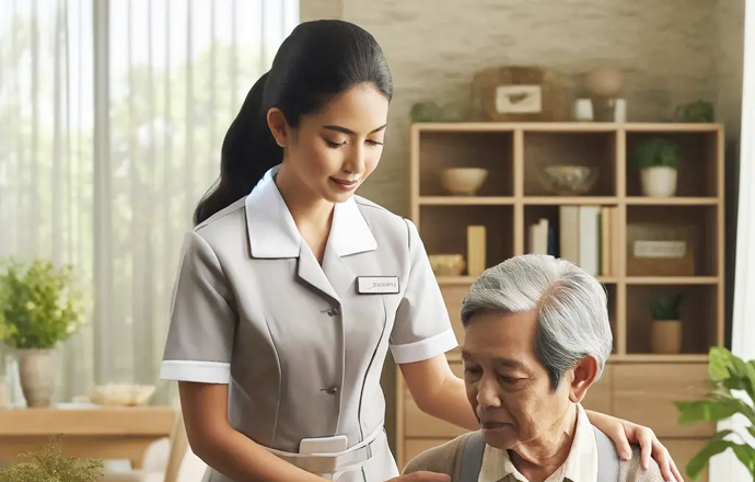 karyawan penuh waktu pekerja perawatan panti jompo berbayar Gambar rekrutmen
